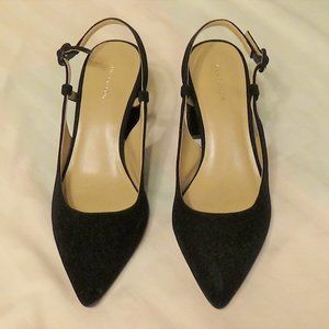 Ann Taylor "Kerry" Black Slingback Leather Pumps